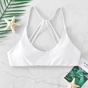 ZAFUL Strappy Back Padded Cami Bikini Top - White Medium